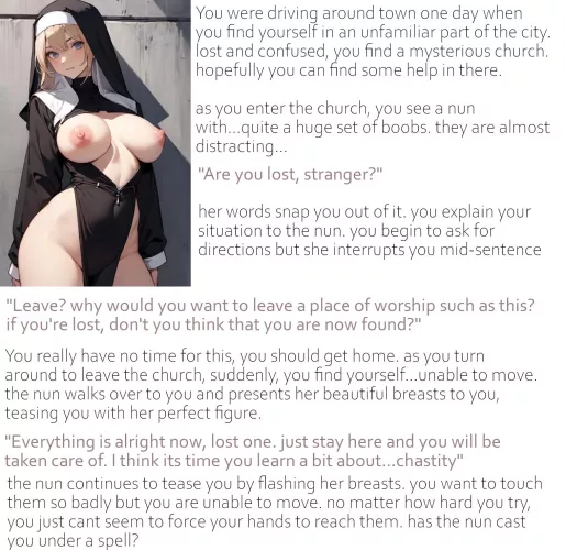 A holy encounter [Nun] [POV] [Big Breasts] [Bewitched] [Body Control] [Chastity] [AI Art: PixAI]