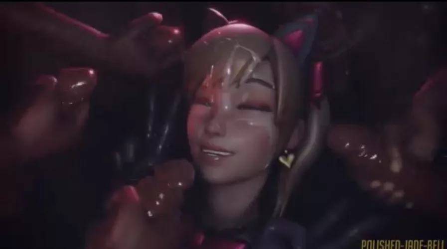 D.va covered in cum like the slut she is