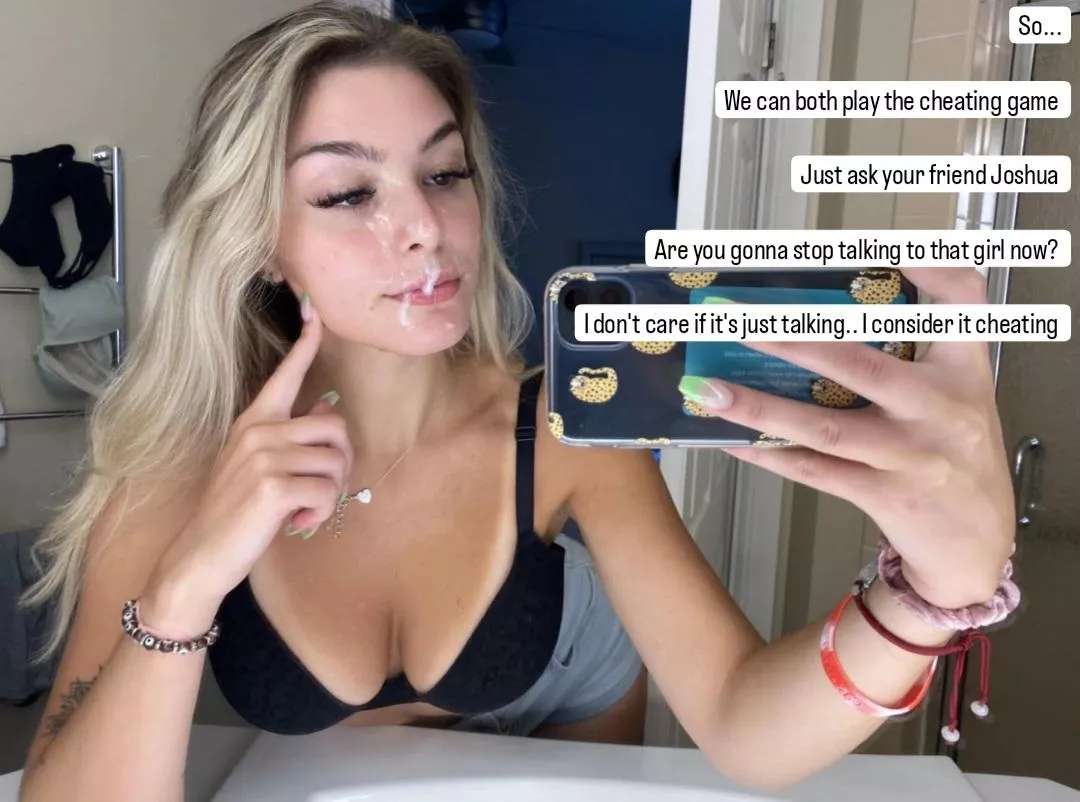 Just talking to a girl is considered cheating to your gf so she decided to get revenge on you