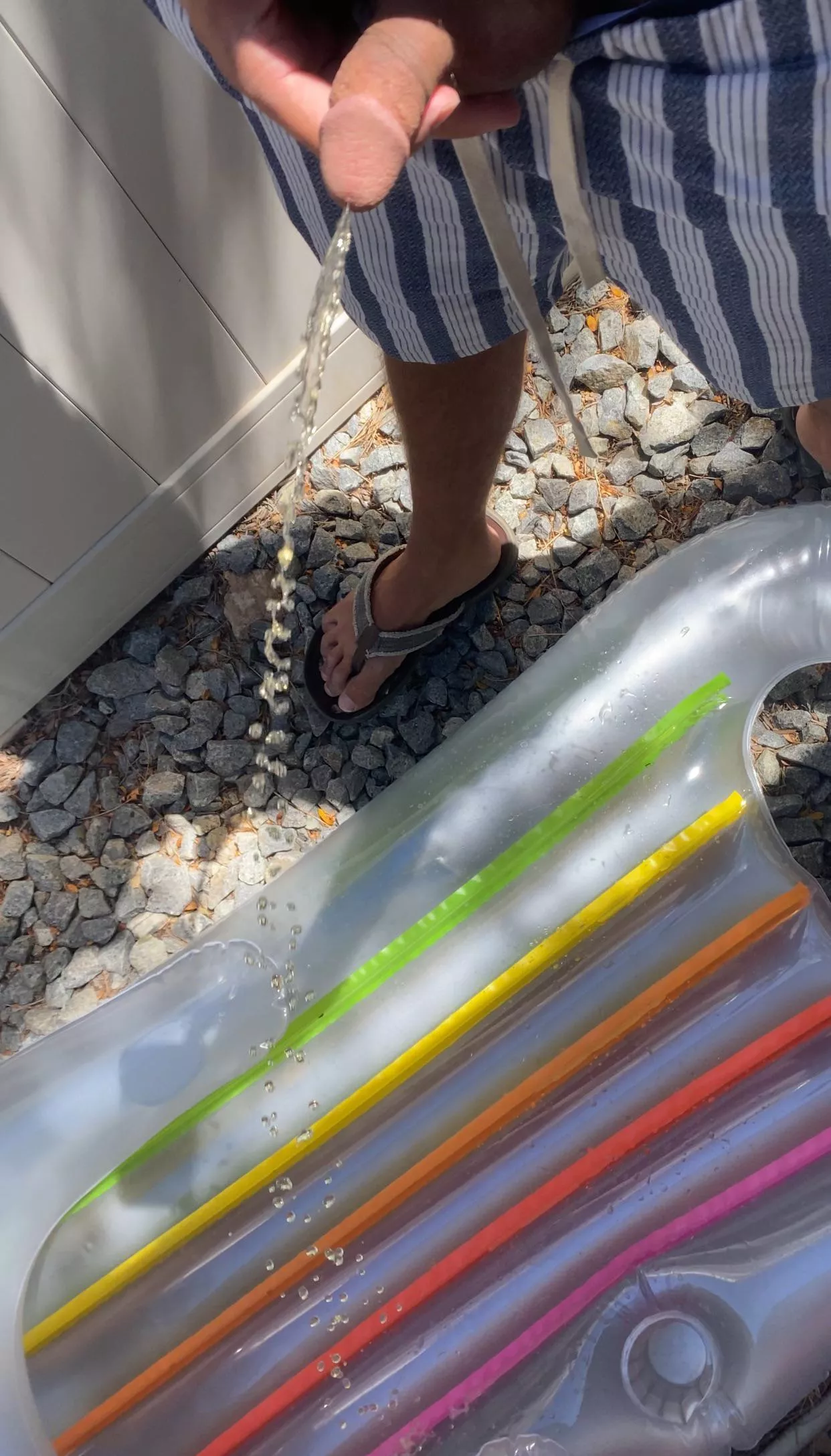 Washing off the pool float 