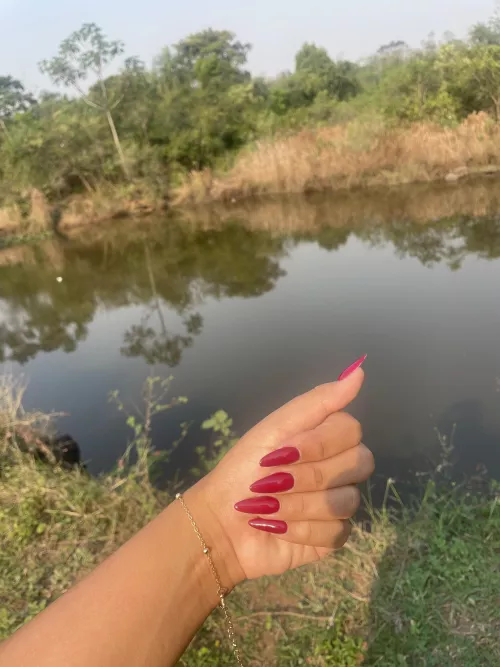 Red Nails and nice  view for Both of us 