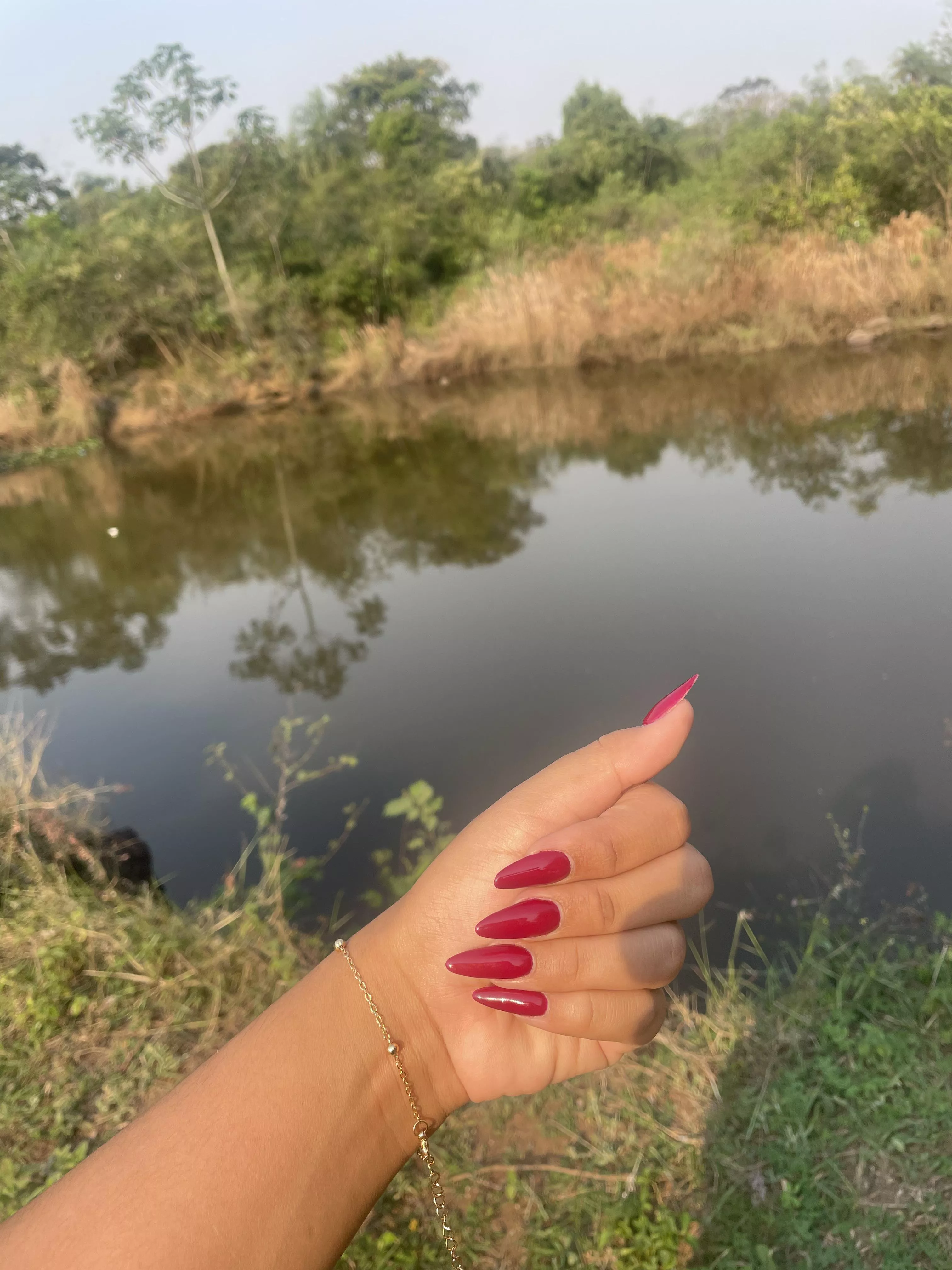 Red Nails and nice  view for Both of us 
