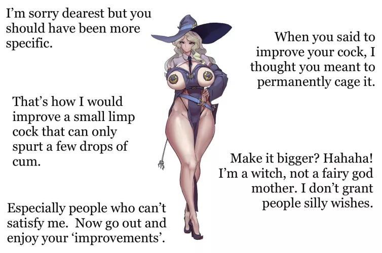 The witch thought this was the best way to improve your cock. [femdom], [SPH], [chastity]