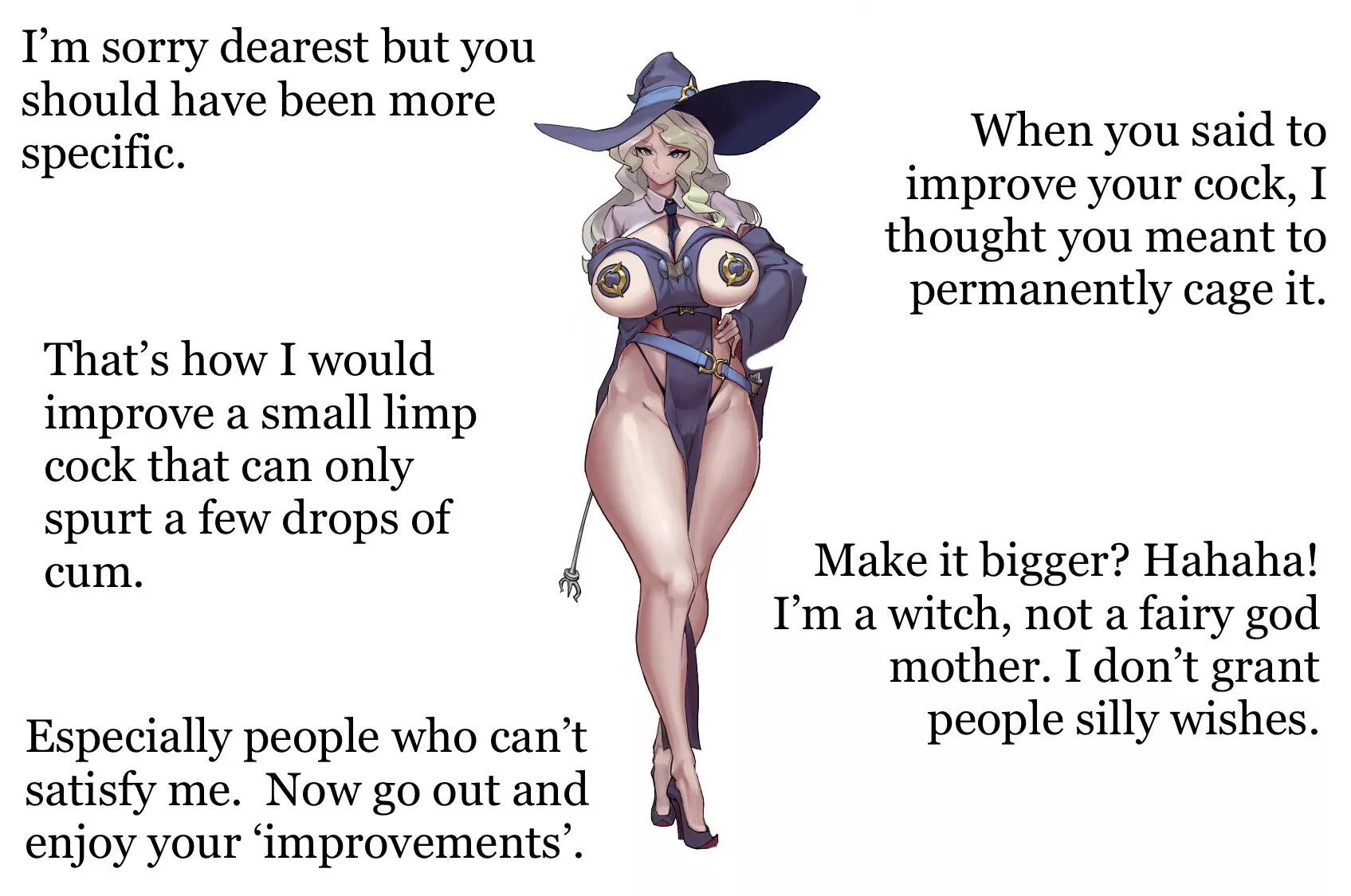 The witch thought this was the best way to improve your cock. [femdom], [SPH], [chastity]