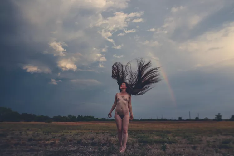 caught a rainbow while the wind caught me (self shot)