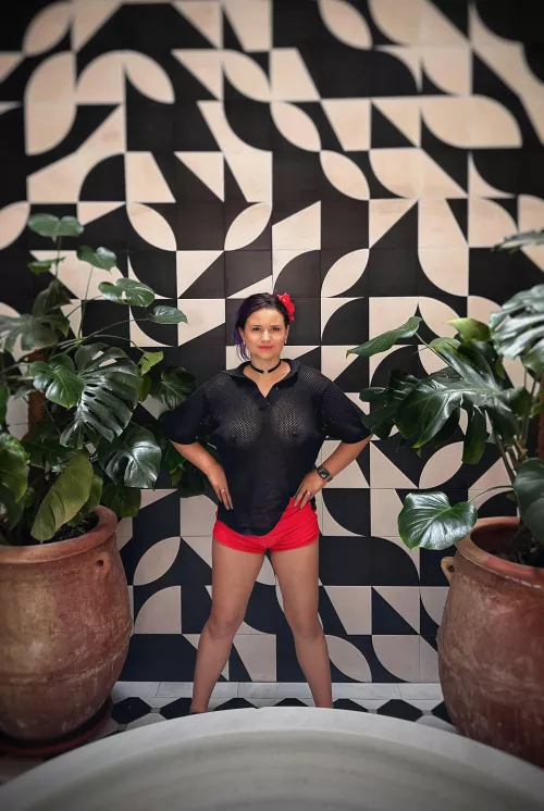 Cool wall and photo in the hotel lobby.  Hope they don’t mind I walk everywhere braless.