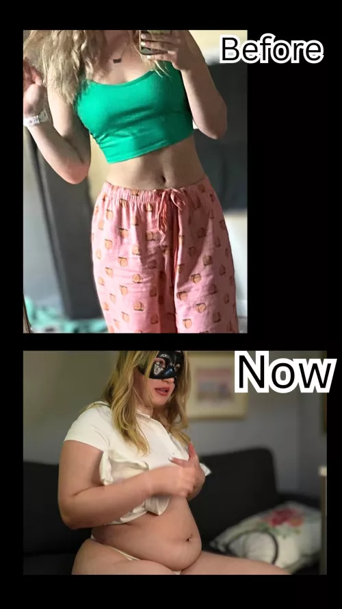 From abs to my belly touching my thighs 🤭