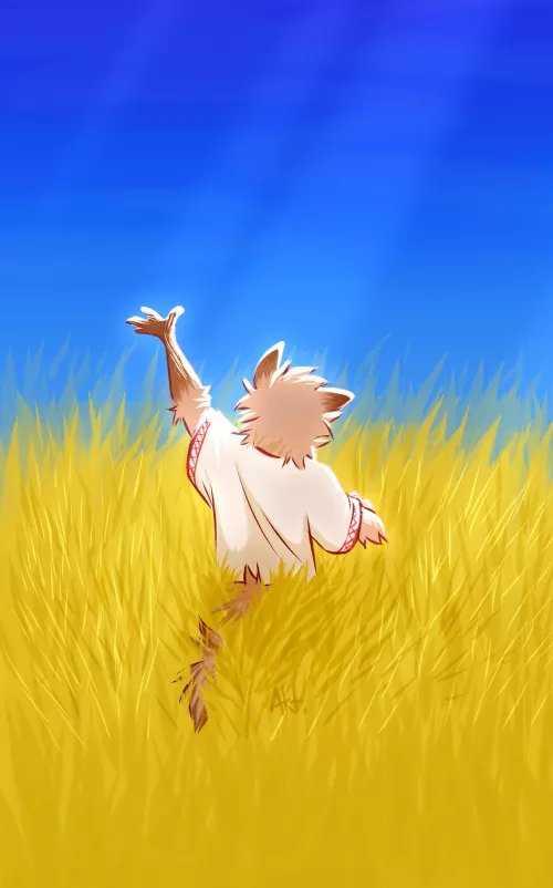 gentle blue skies and golden wheat fields..