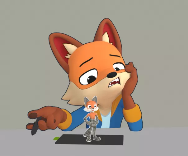 I finally finished painting my 3D character! Wasted a lot of time, but the result isn't that bad. So i made this scene that represents my 4th repainting attempt just to remember not to repeat my stupid mistake again! 