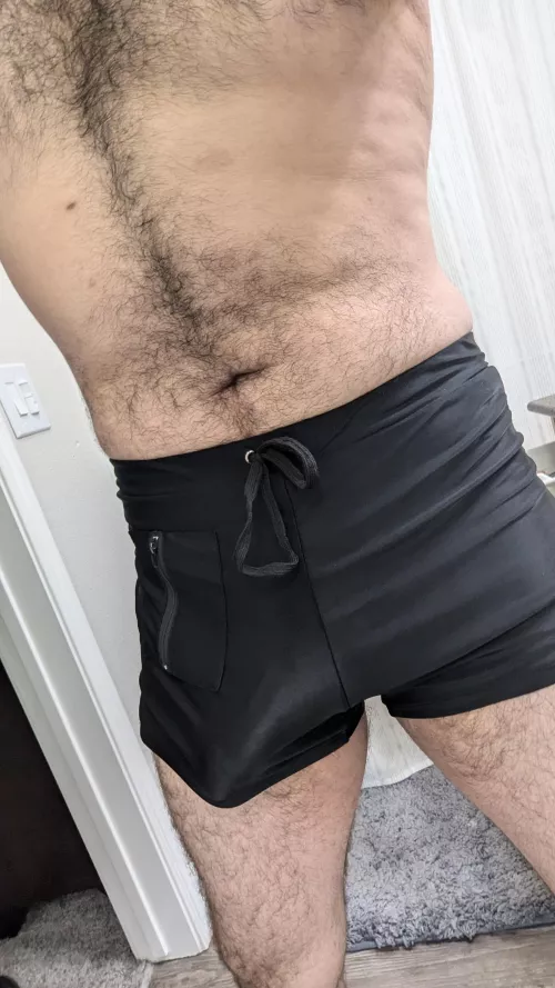 I wonder if the neighbors liked my new swimtrunks?