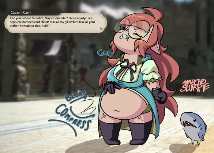 {image} Lalafell Camm Vore I Guess 🥺 (OC by anarcho slurpie) [F/F, Size-Difference, Unwilling, Smaller Pred, Lalafell, FFXIV)