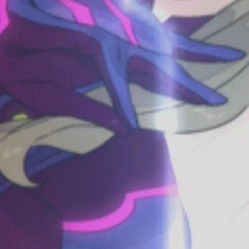 LF color source: 1girl, hand, purple suit, long hair, grey hair, white background, crop 