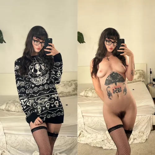 on our date vs after, the fishnets stay on obviously! 