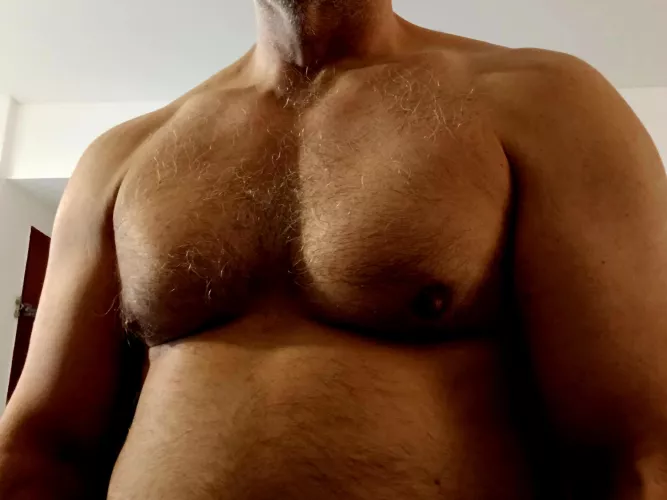 Come here and rub my pecs, boy...