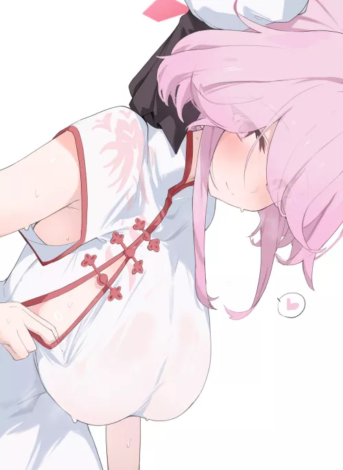 Tomoe teasing her boobs