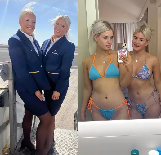 Two young chavvy Flight Attendants