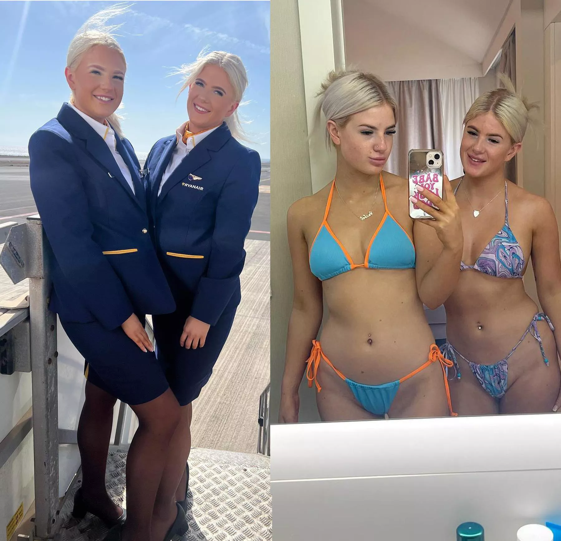 Two young chavvy Flight Attendants