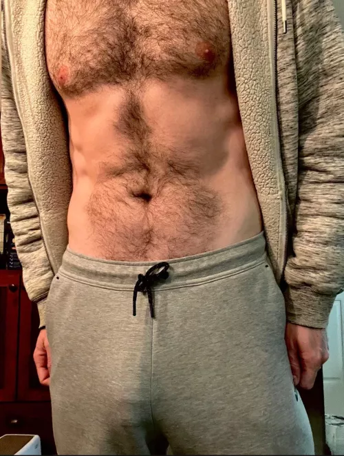 [37] I guess these sweats don’t do a great job at hiding it 😂 
