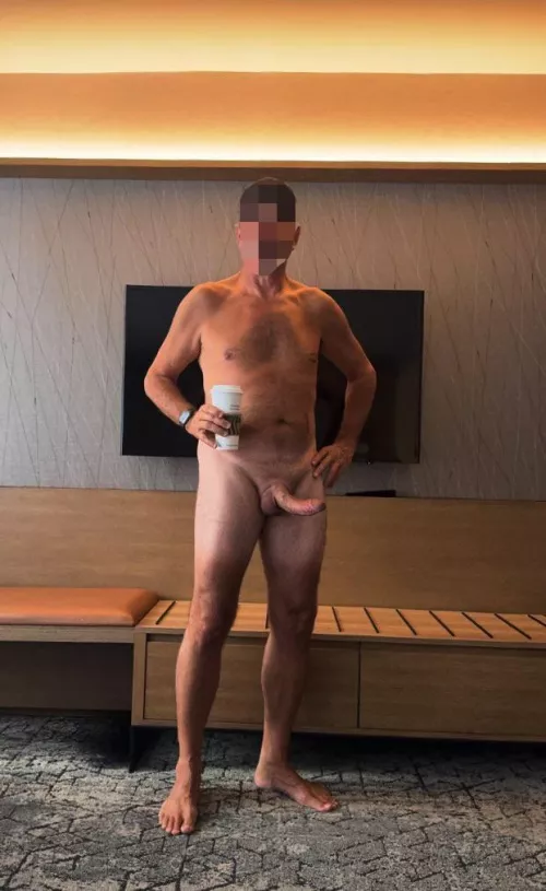 (53) Hot coffee, my hard cock and fun in my room this morning?