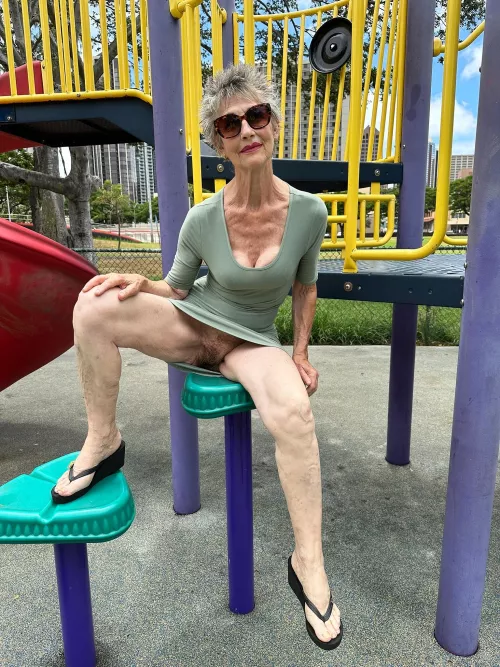 At the playground in downtown Honolulu -- without my panties