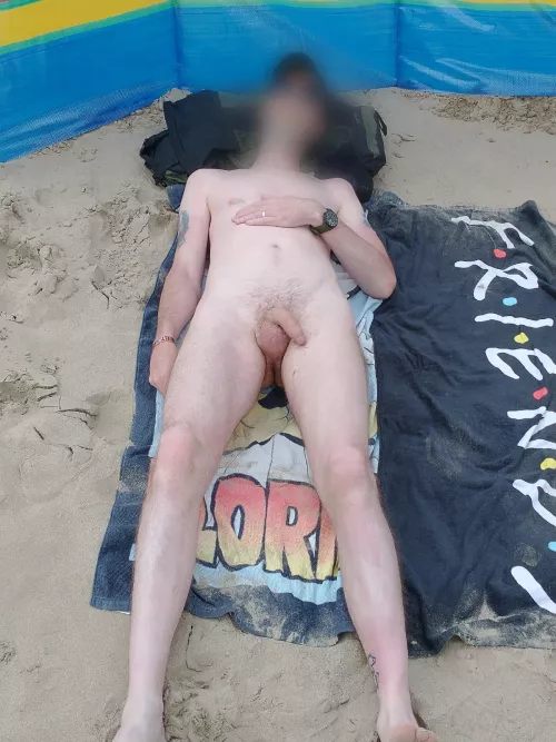 Relaxing on Morfa Dyffryn beach.