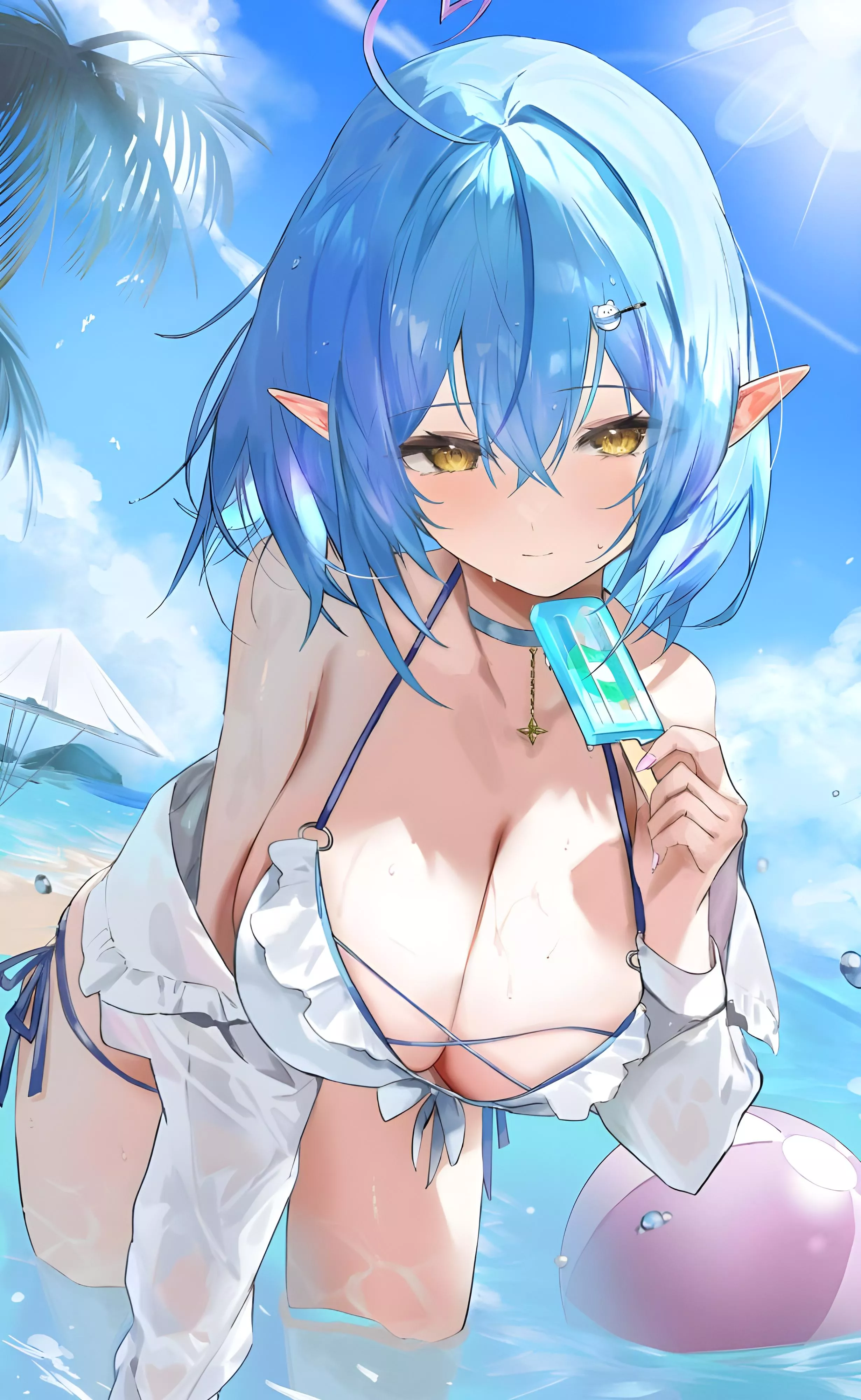 Summer Lamy eating a popsicle