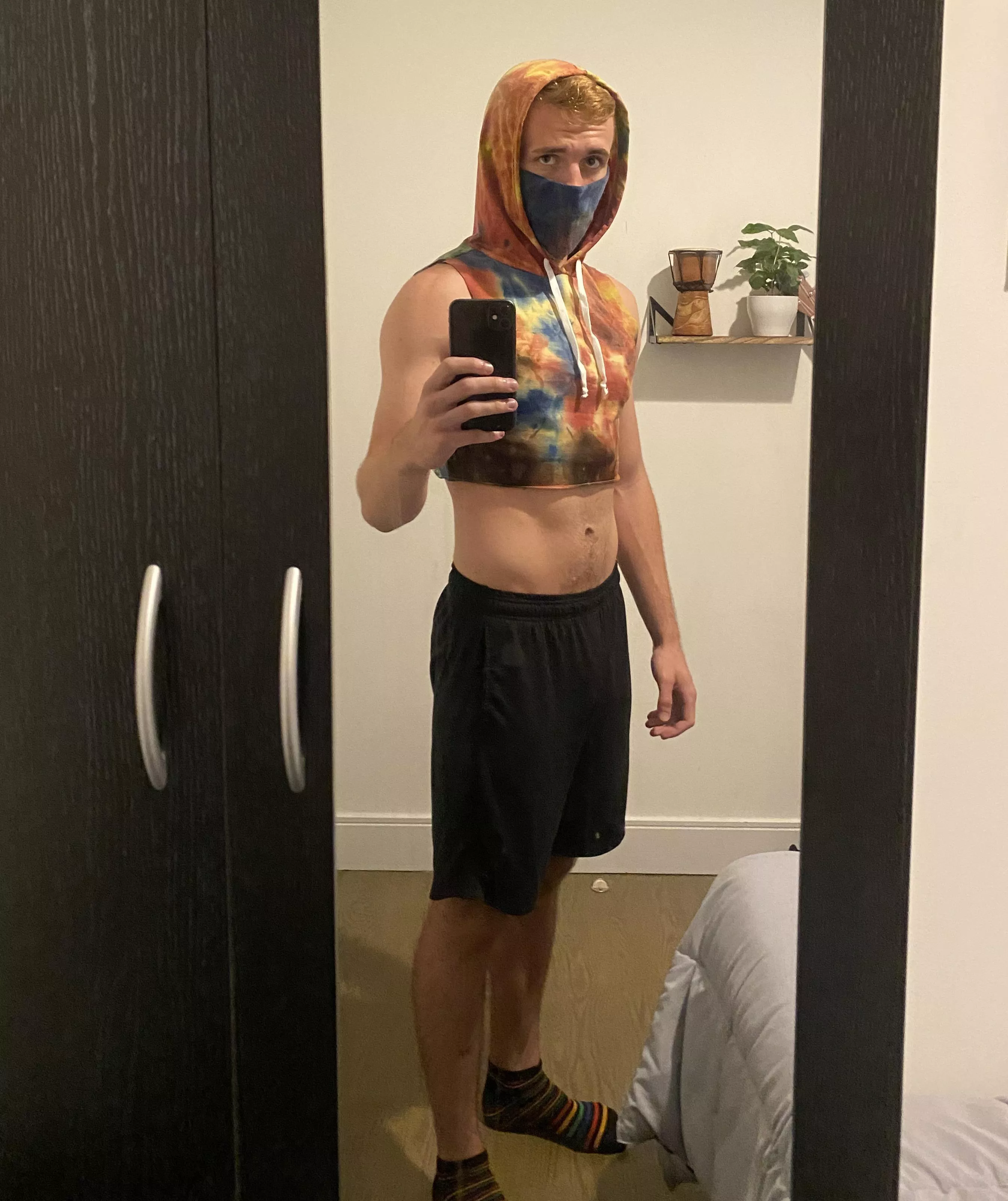 Todays Pride from home outfit made me feel like a gay character from Street Fighter