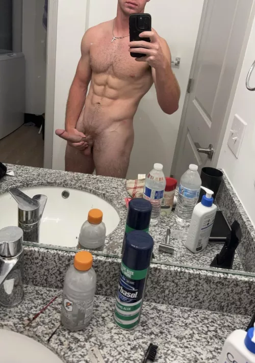 Would you bend over the sink for me? 