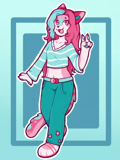 Cell shaded full body commision example