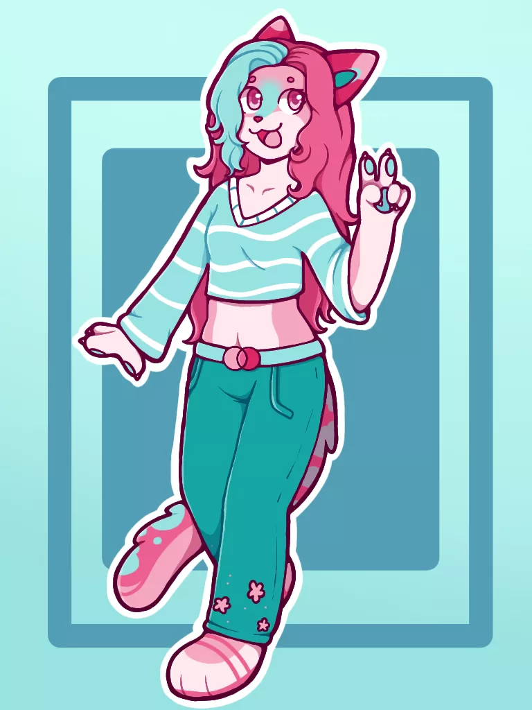 Cell shaded full body commision example