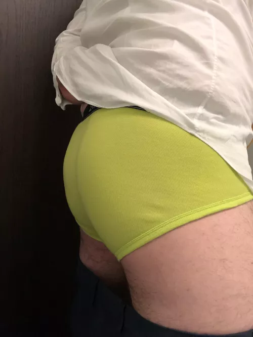Green 2xist briefs in the office today.
