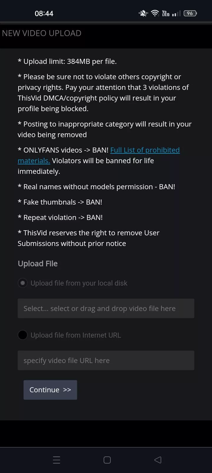 Uploading videos on Thisvid