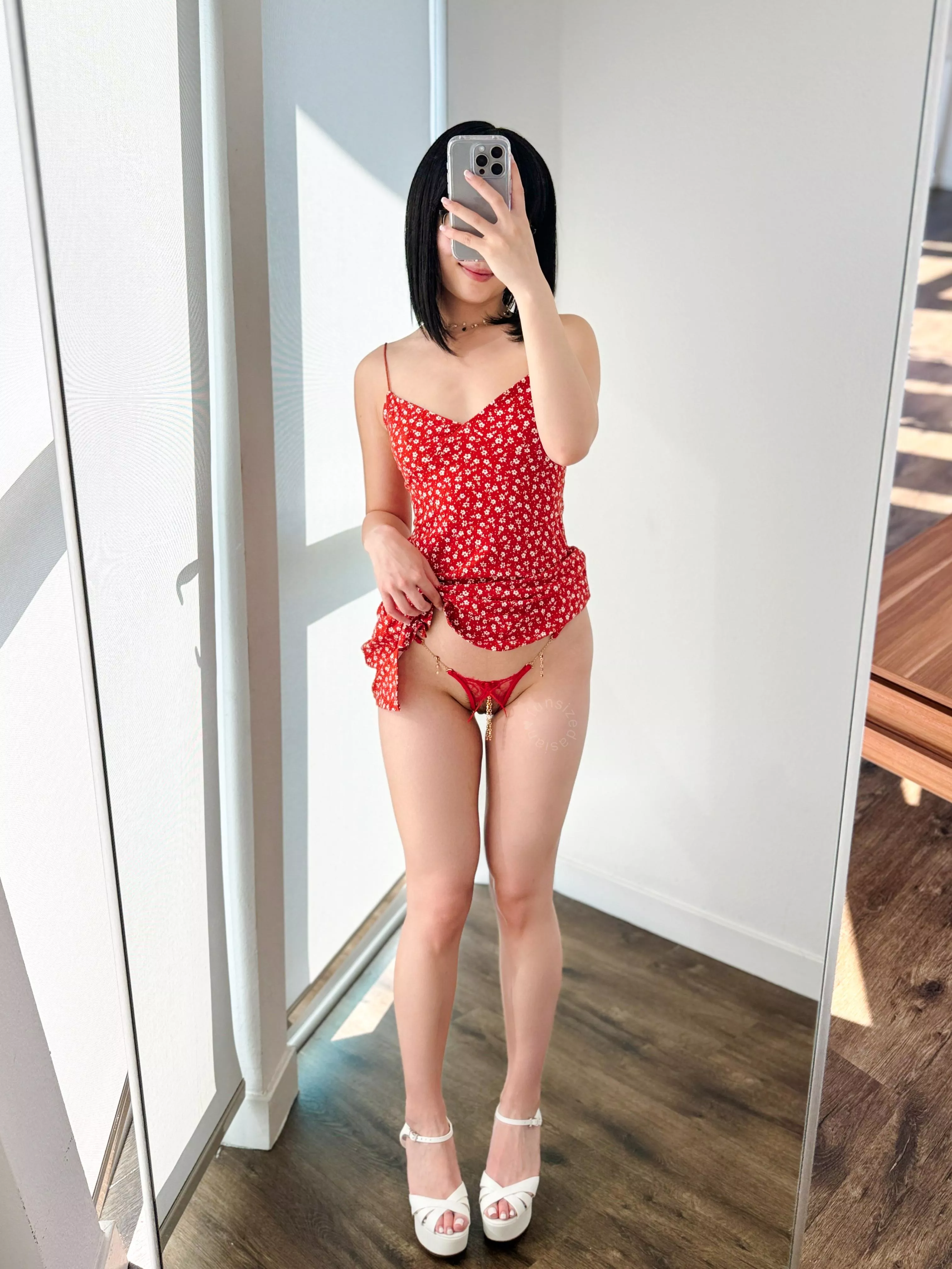 When you pick me up for dinner, this is what I'm wearing underneath