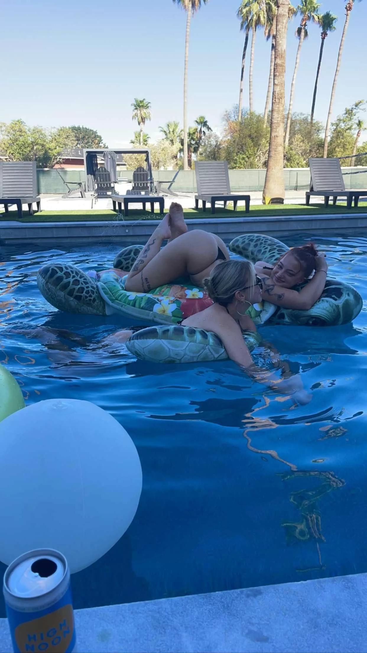 Would you be interested in a threesome with two best friends in the pool?