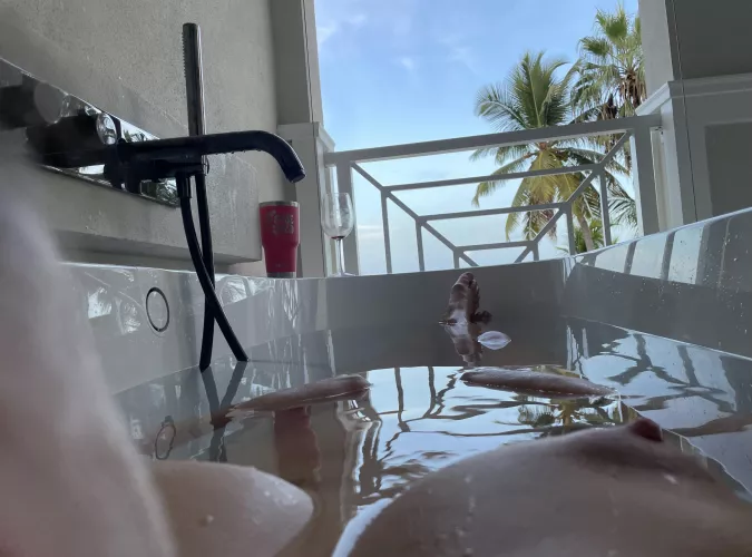 Love the people passing by the beach below 