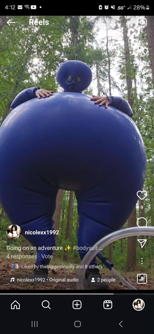 Big latex suit body inflation outside 