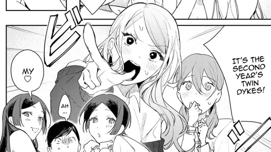 LF Mono Source: 4girls, 1boy, schoolgirl, light hair, black hair,