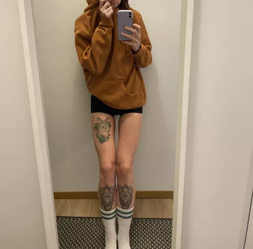 Something cute about an oversized hoodie and workout shorts 🖤