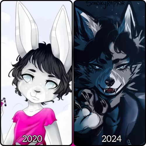 bunny girl turned into big bad wolf 🤔 (art by me)