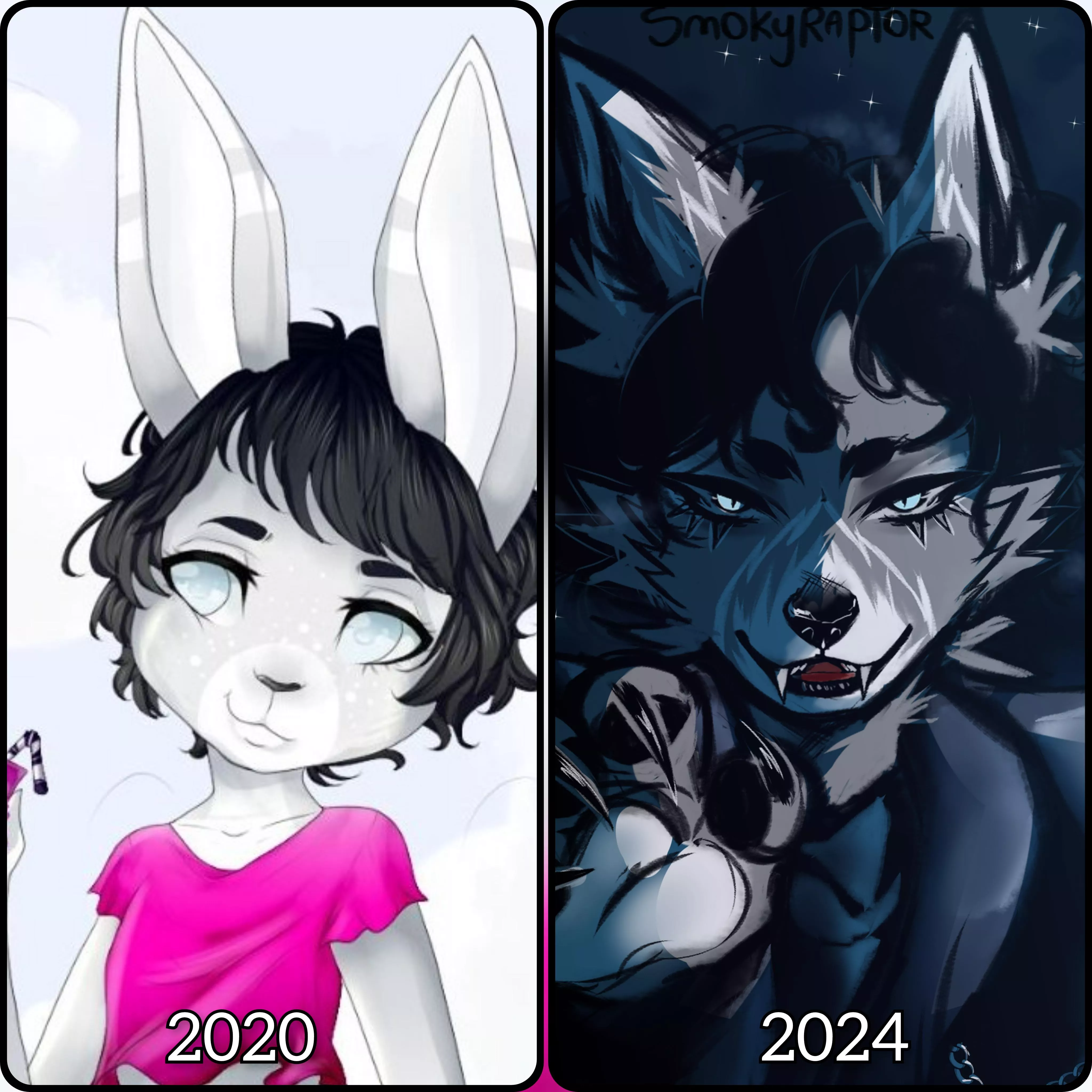 bunny girl turned into big bad wolf 🤔 (art by me)