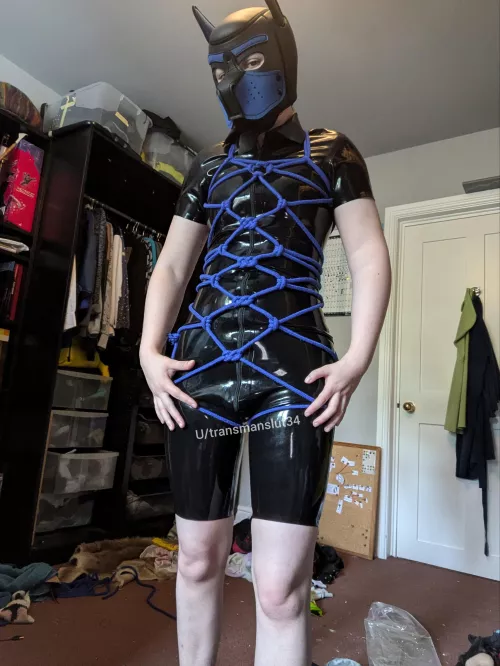 Latex + rope makes a very happy pup