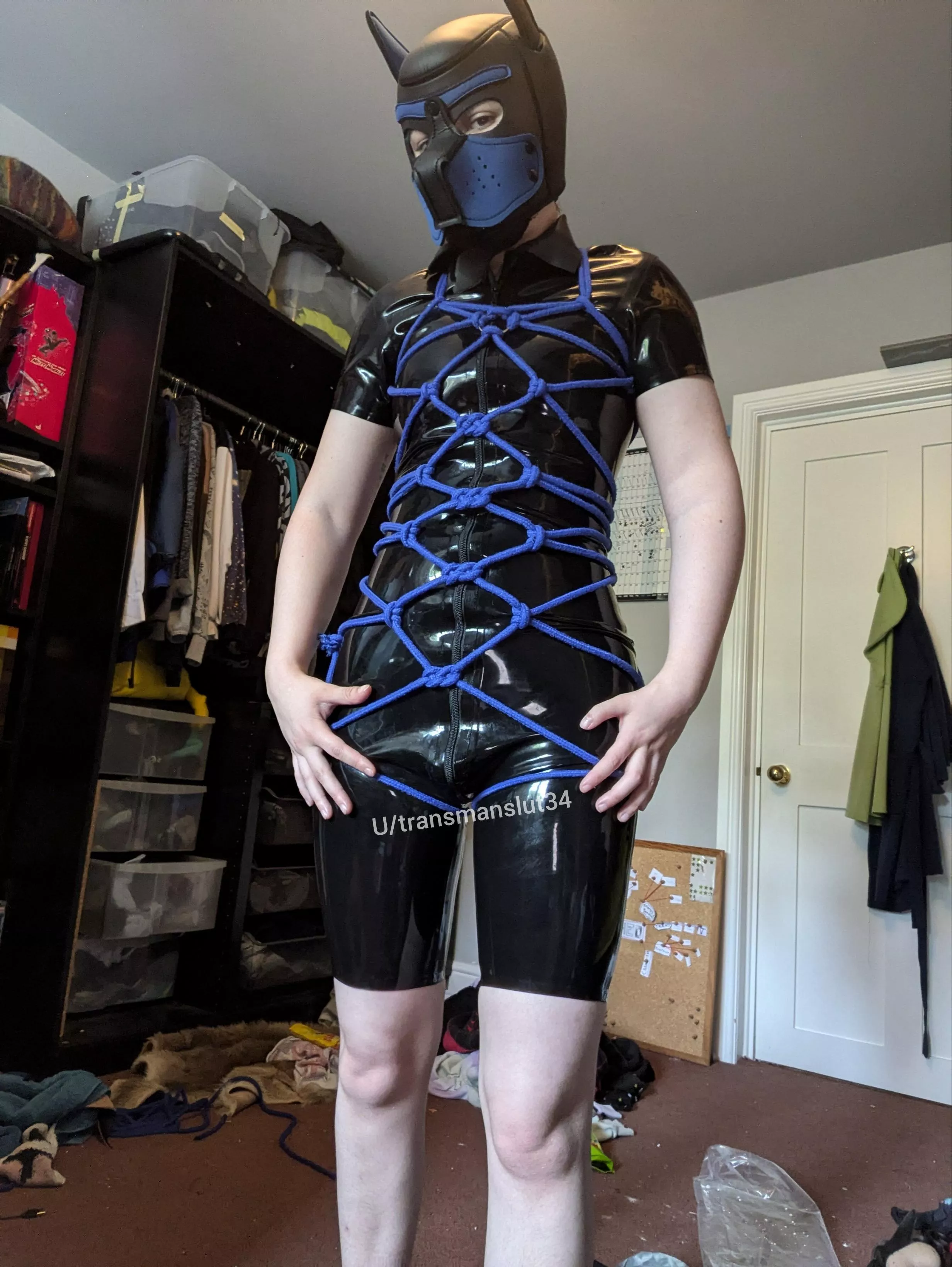 Latex + rope makes a very happy pup