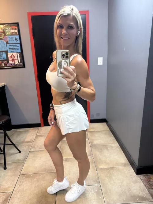 A cute all white gym outfit [F]