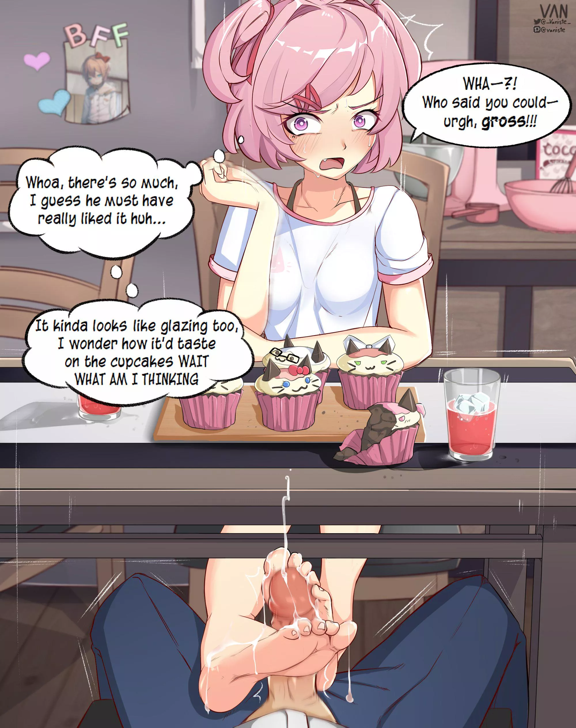 Enjoying Natsuki's cupcake