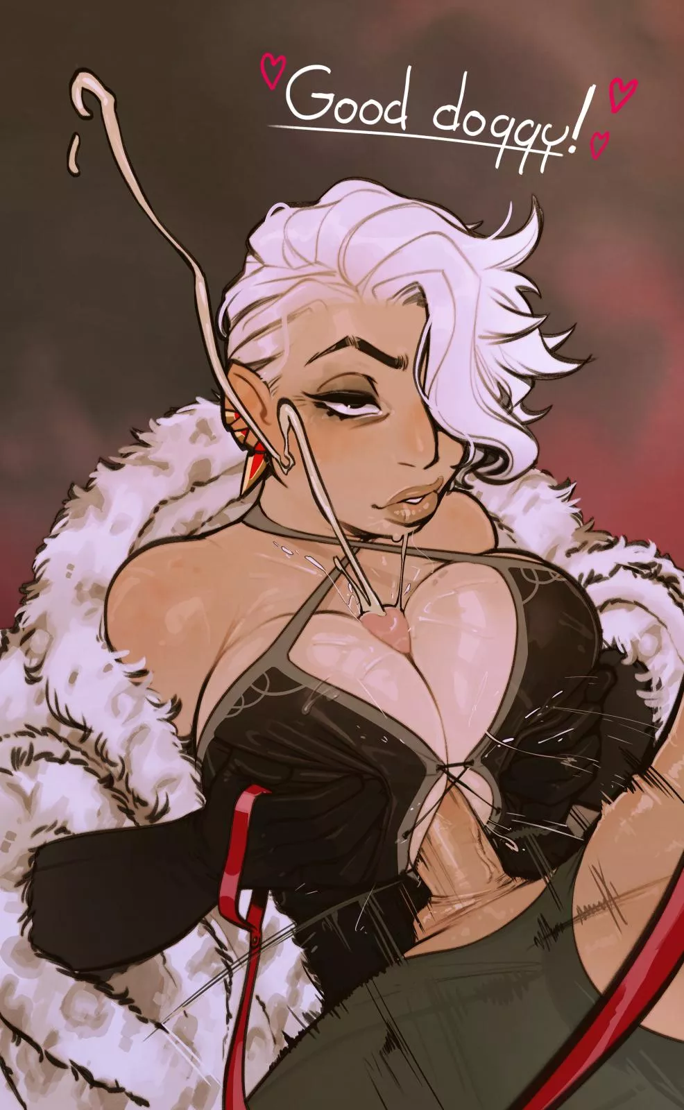 Giving her good doggy a treat