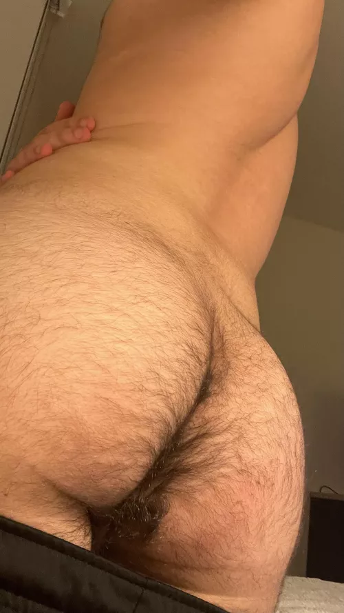 Hairy boy butt alone in a hotel
