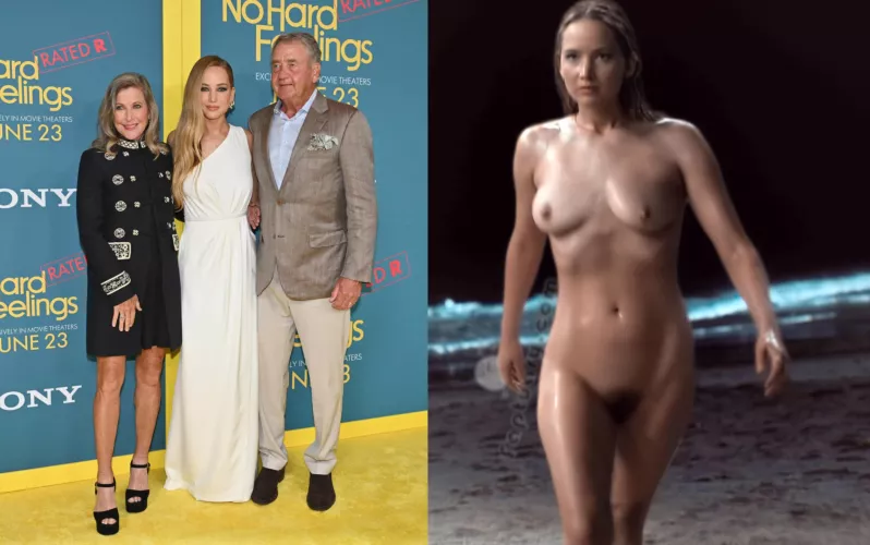 Jenifer Lawrence No hard feelings premiere (with her parents) on/off