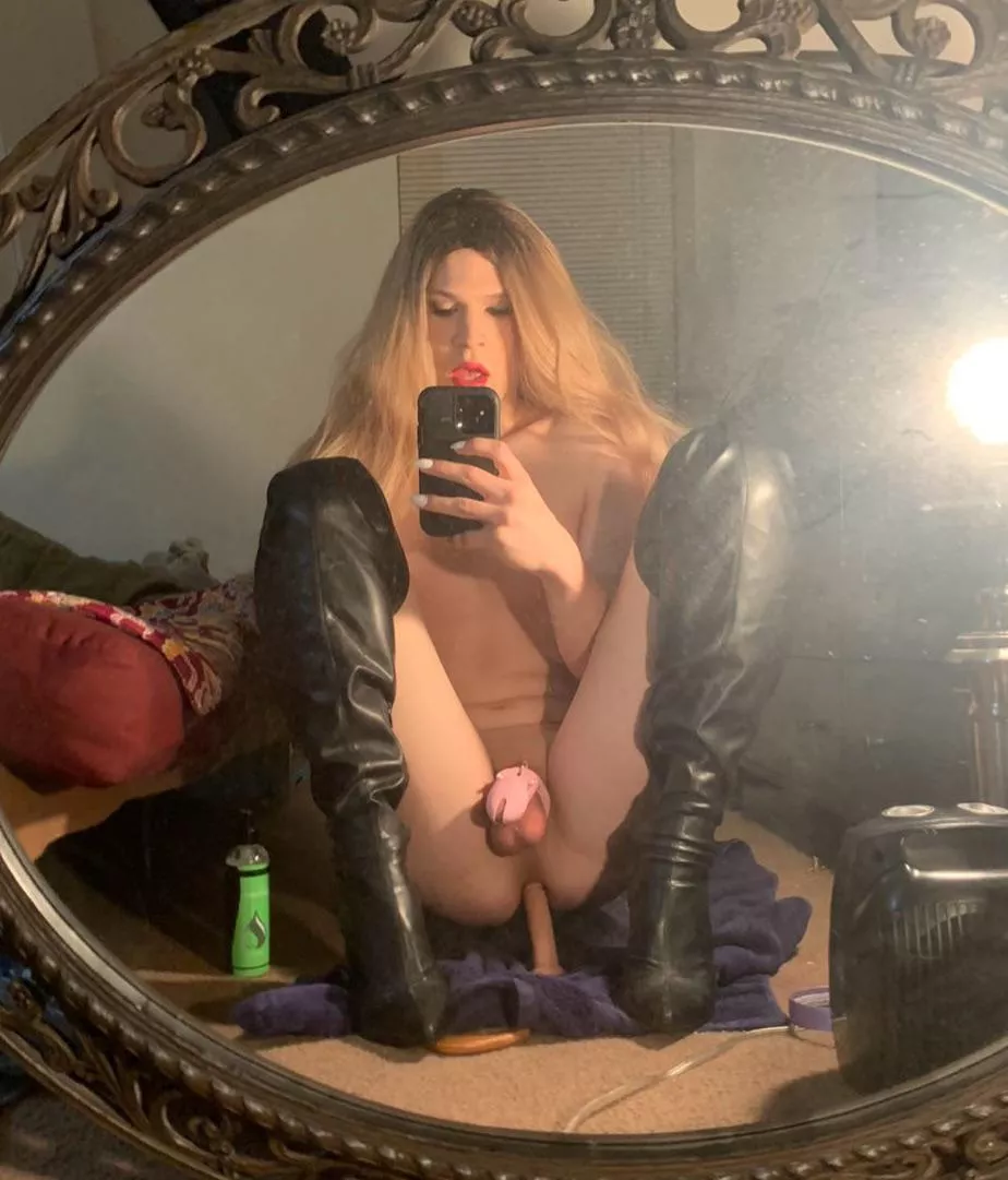 My clitty didn’t work for girls, so they told me to put it in a cute pink chastity cage. Now I realize how much I like men 