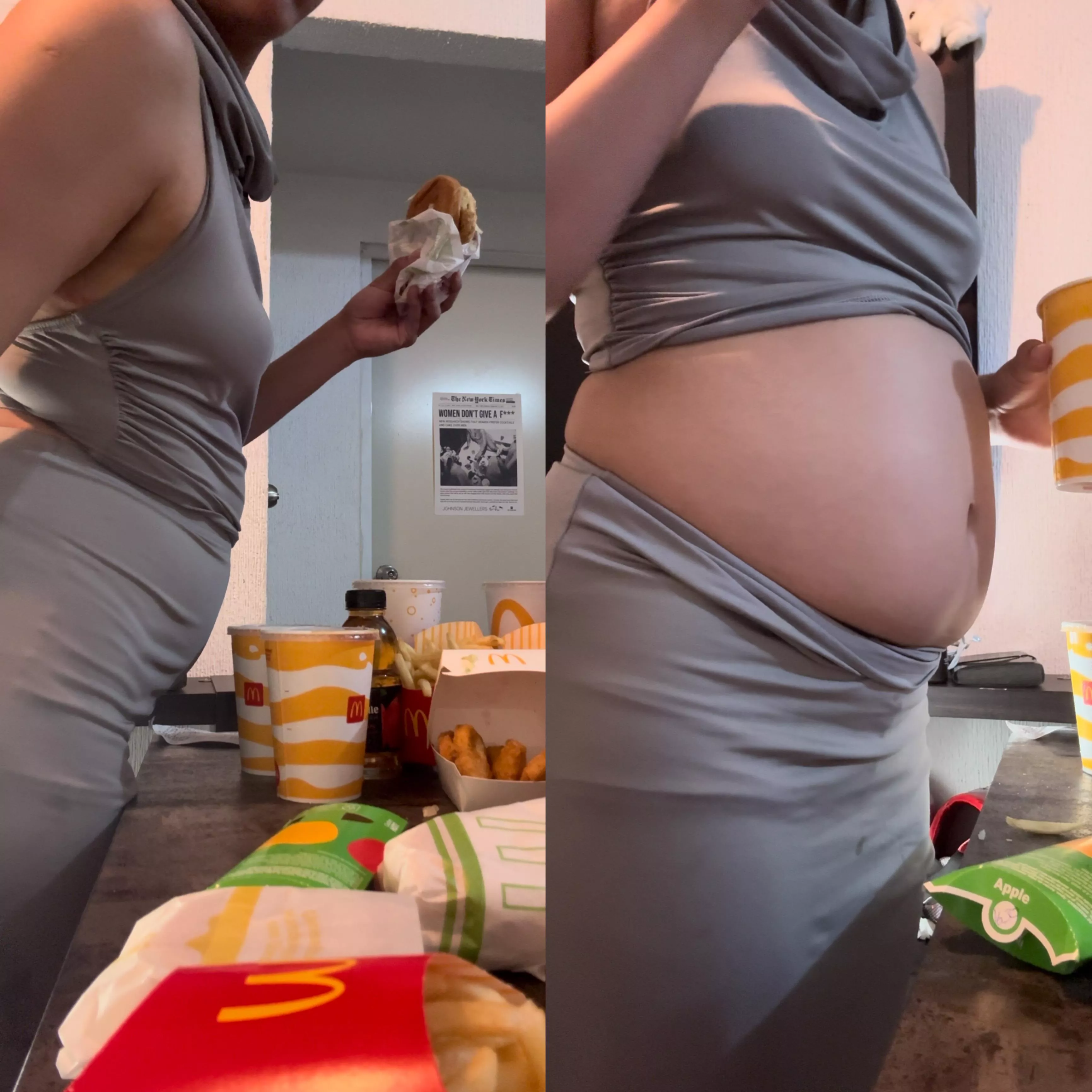 I love how I look stuffed, so I’ve been eating 24/7