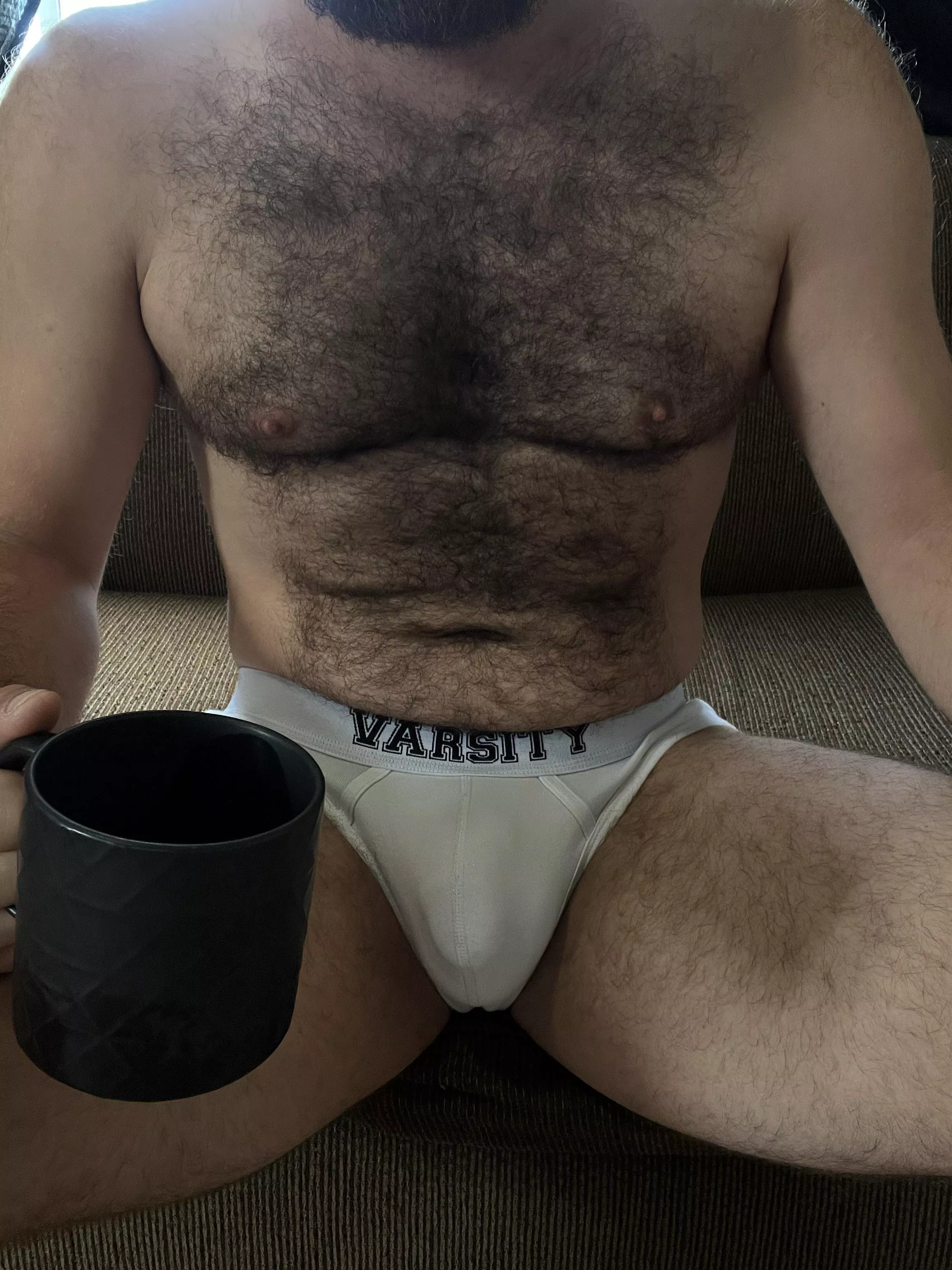 Love having my morning coffee in briefs